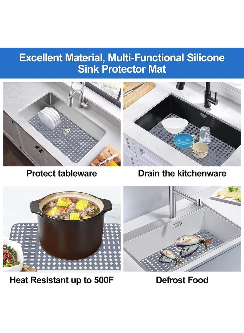 KINGMAZI Silicone Sink Mat, 25"x13" Sink Protectors for Kitchen,Non-Slip Folding Grates for Bottom of Farmhouse Stainless Steel Porcelain Sink, DIY Silicone Can Be Cut to Any Size - Image 5