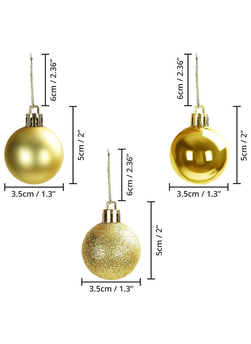 Lazybeee Lazybeee 48Pcs Christmas Tree Decorations 35cm Baubles Set Matte Designed Glitter Hanging Balls with StringXmas New Year Decoration Ornament Item for Home Office Church Gold  - Image 2