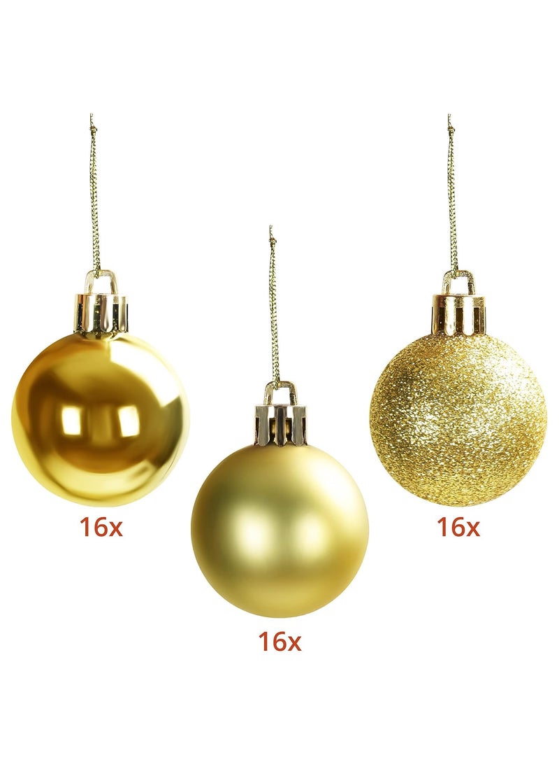 Lazybeee Lazybeee 48Pcs Christmas Tree Decorations 35cm Baubles Set Matte Designed Glitter Hanging Balls with StringXmas New Year Decoration Ornament Item for Home Office Church Gold  - Image 4