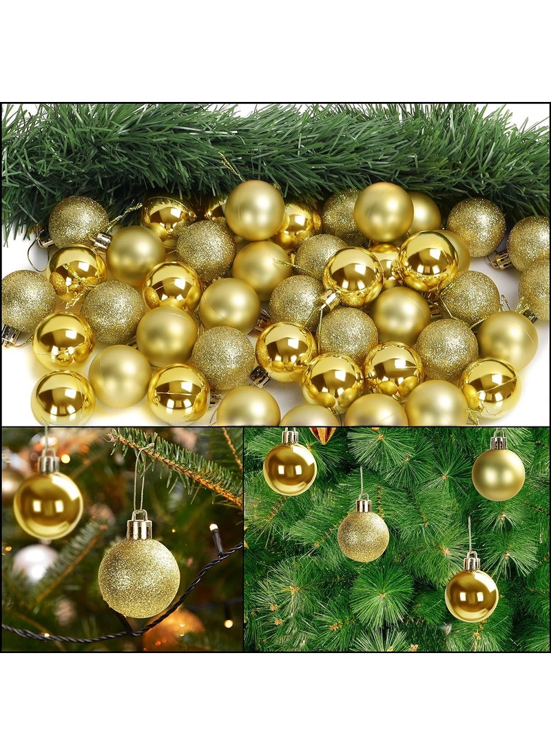 Lazybeee Lazybeee 48Pcs Christmas Tree Decorations 35cm Baubles Set Matte Designed Glitter Hanging Balls with StringXmas New Year Decoration Ornament Item for Home Office Church Gold  - Image 5