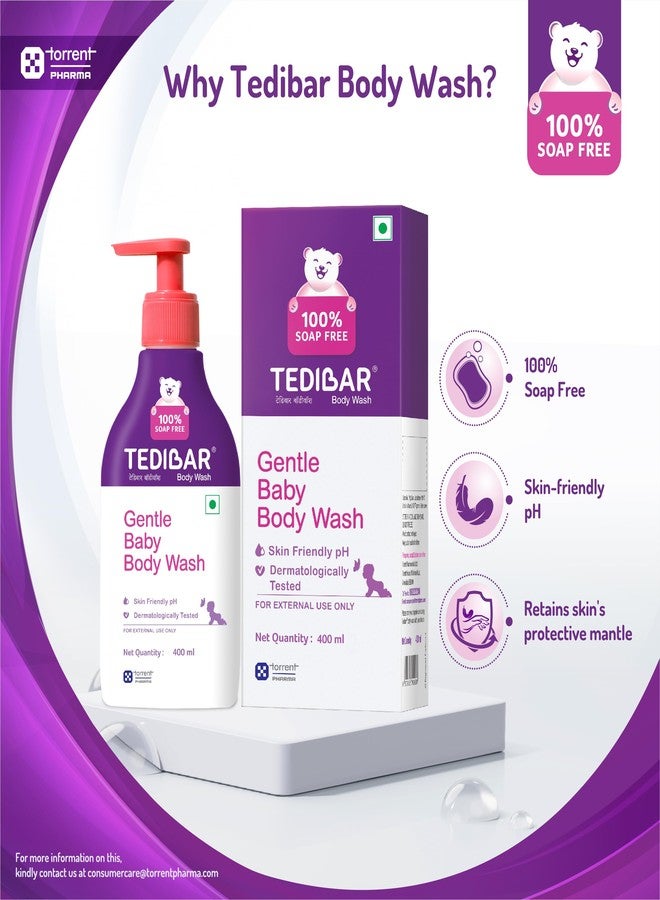 Tedibar Rich Moisturising Baby Body Wash 400ml with Skin Friendly PH | 100% Soap & Alkali Free | Prevents Dryness & Rahses | Dermatologically Test - Image 4