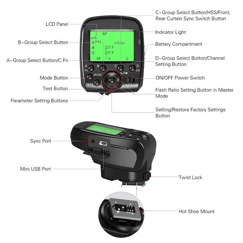 TRIOPO G1 Dual TTL Wireless Trigger with Widescreen LCD Display 1/8000s HSS 2.4G Wireless Transmission 16 Channels for Canon Nikon Series Cameras - Image 2