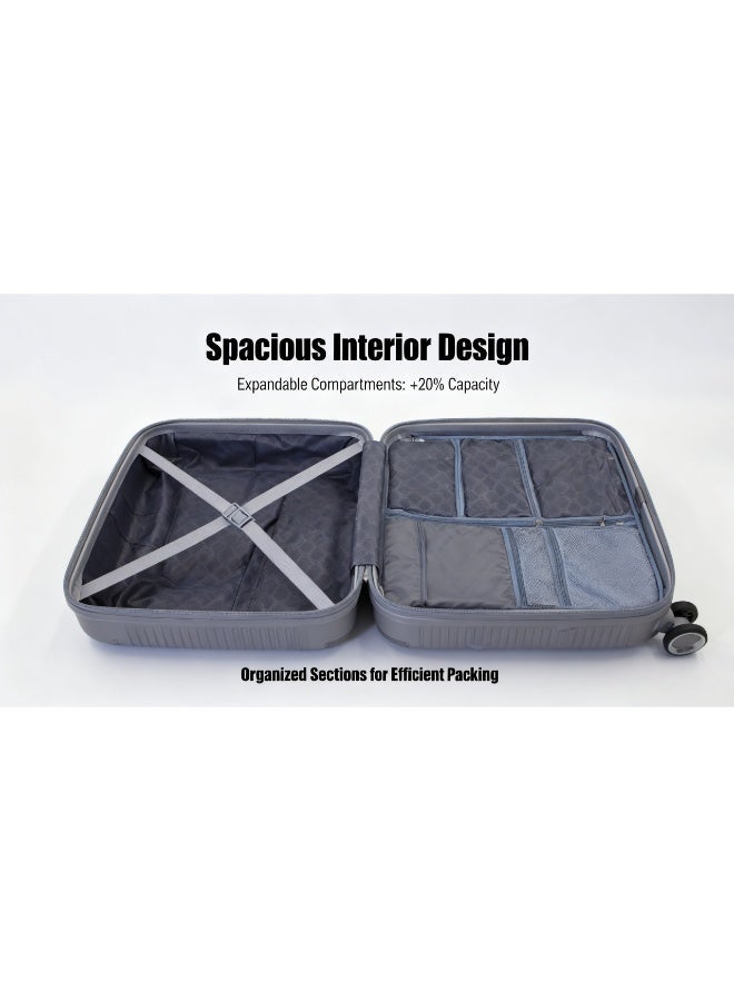 الازدهار أمتعة Prosperity المتميزة القابلة للتوسيع مع 8 عجلات صامتة، خفيفة الوزن من مادة ABS+PC، مقاسات متعددة للسفر الفاخر - Image 3