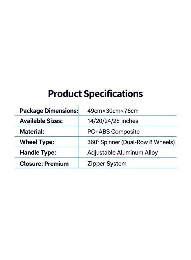 الازدهار أمتعة Prosperity المتميزة القابلة للتوسيع مع 8 عجلات صامتة، خفيفة الوزن من مادة ABS+PC، مقاسات متعددة للسفر الفاخر - Image 5