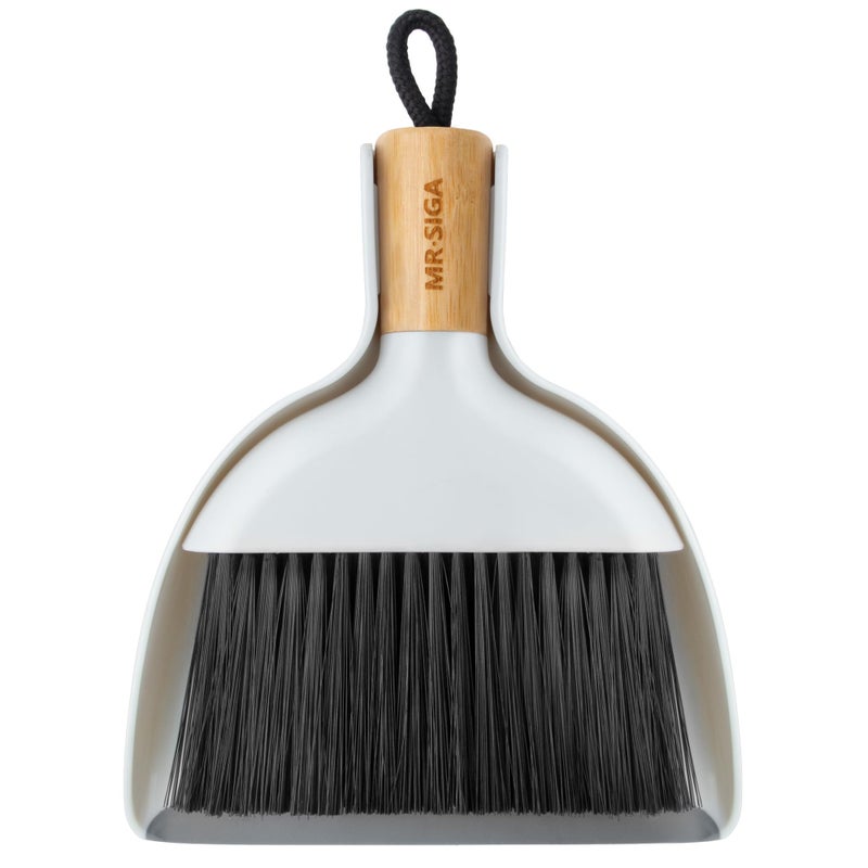 MRSIGA Mini Dustpan and Brush Set Portable Cleaning Brush and Dustpan Combo with Bamboo Handle 1 Set