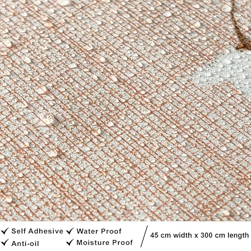 ROSASTELLA Self Adhesive Decorative Peel Stick Waterproof Floral Wallpaper Wall Decor Removable Wall Paper for Living Room Hall Decoration PVC Vinyl DIY Contact Paper45x304cm (Beige Cherry) - Image 4