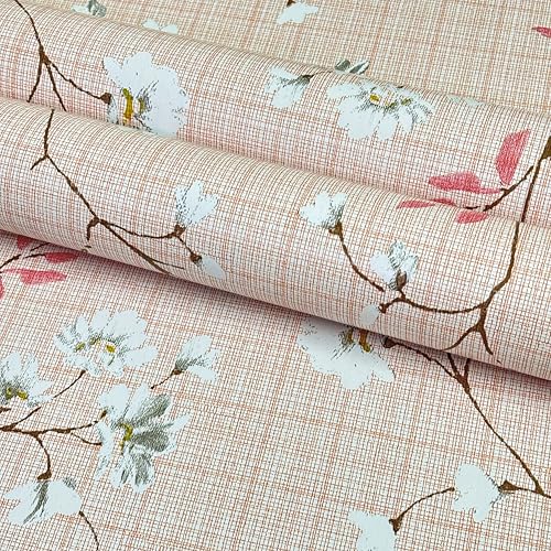 ROSASTELLA Self Adhesive Decorative Peel Stick Waterproof Floral Wallpaper Wall Decor Removable Wall Paper for Living Room Hall Decoration PVC Vinyl DIY Contact Paper45x304cm (Beige Cherry) - Image 5