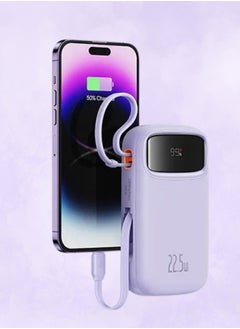 AOLON Aolon JS38 Power Bank 20000mAh Power Banks Quick Charge Power Bank With Built in Dual Fast Charging Cables Portable Fast Charging Digital Display Power Bank External Battery For iPhone Huawei ( purple )  - Image 2
