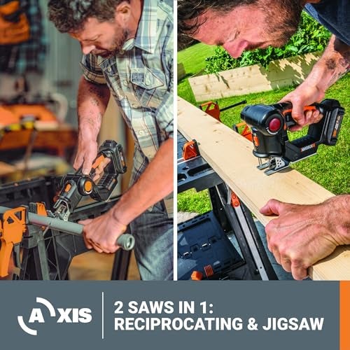 WORX WX550L 20V Power Share Axis Cordless Reciprocating & Jig Saw - Image 2