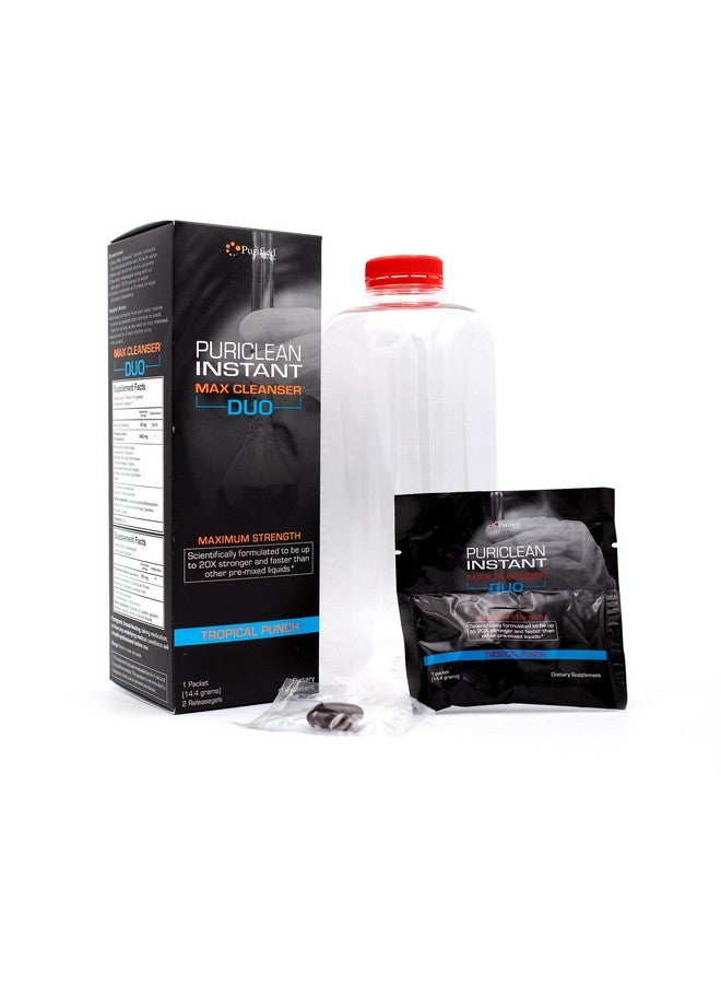 Wellgenix Puriclean Instant Max Cleanser Duo, 20X Stronger Fast Acting Powder & Softgels, Tropical Punch Flavor, Premium Herbal Cleanse Detox, Ideal for Extreme Toxin Levels, 1 Packet & 2 Releasegels - Image 1