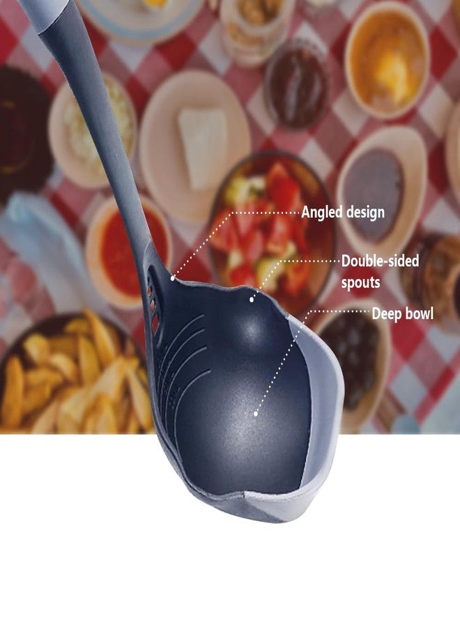 مجموعة ملاعق ومغارف مطبخ مرنة ومتينة للأواني والمقالي غير اللاصقة | مغرفة شوربة مقاومة للحرارة، ملاعق تقديم معلبة مع علامات قياس | أدوات مطبخ آمنة للغسل في غسالة الصحون - Image 5