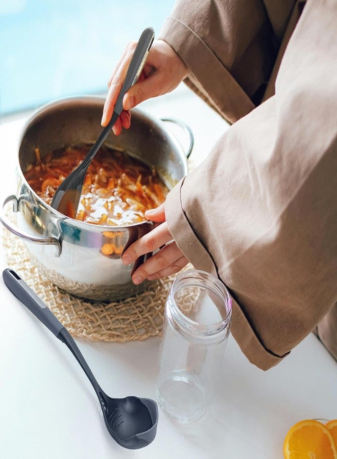 مجموعة ملاعق ومغارف مطبخ مرنة ومتينة للأواني والمقالي غير اللاصقة | مغرفة شوربة مقاومة للحرارة، ملاعق تقديم معلبة مع علامات قياس | أدوات مطبخ آمنة للغسل في غسالة الصحون - Image 4