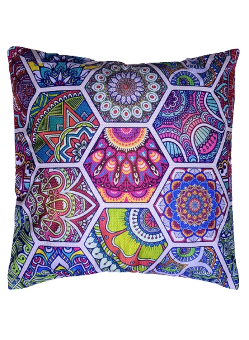 أغطية وسائد ماندالا البوهيمية المربعة 20 × 20 بوصة نمط الأزهار رمي وسادة وغطاء وسادة ديكور لغرفة المعيشة مكتب أريكة حديقة السيارة (مربع سداسي)