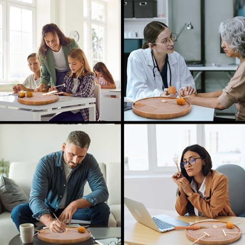 Dorhui حديقة زين اليابانية للمكتب، مجموعة علاج صينية الرمل دورهوي - صينية بامبو كبيرة 12 بوصة، مجموعة أشعل النار الصغيرة 7 قطع، كرات طوابع للمنزل والمكتب والفصل الدراسي - Image 4