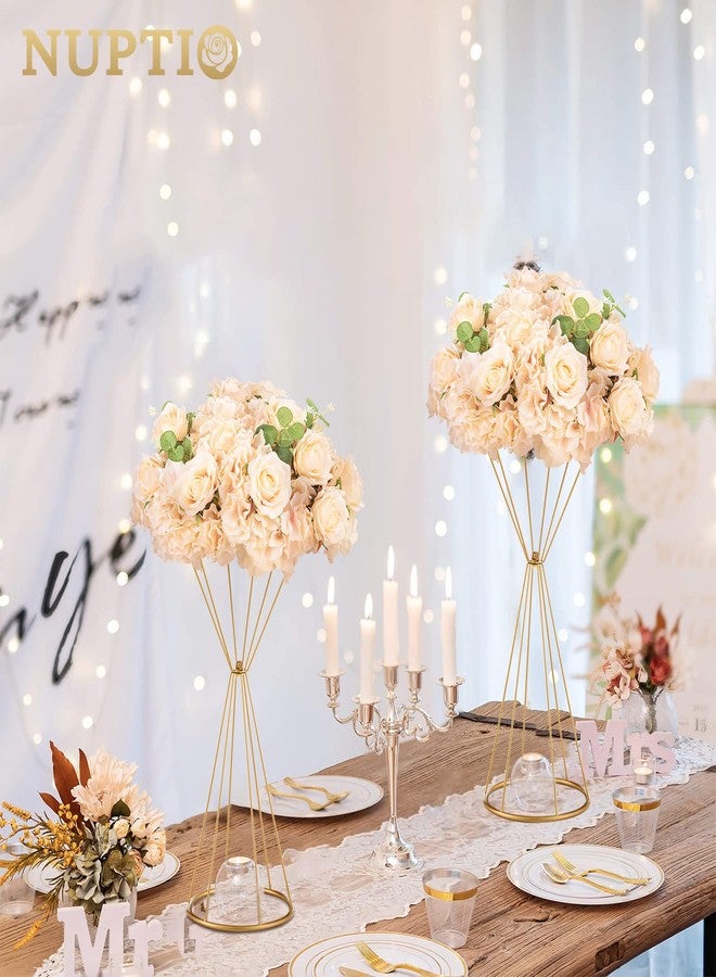 Nuptio Gold Vase for Wedding Centerpieces - 2 Pcs 20 inch Tall Centerpieces for Flowers Home Party Table Decorations - Image 4