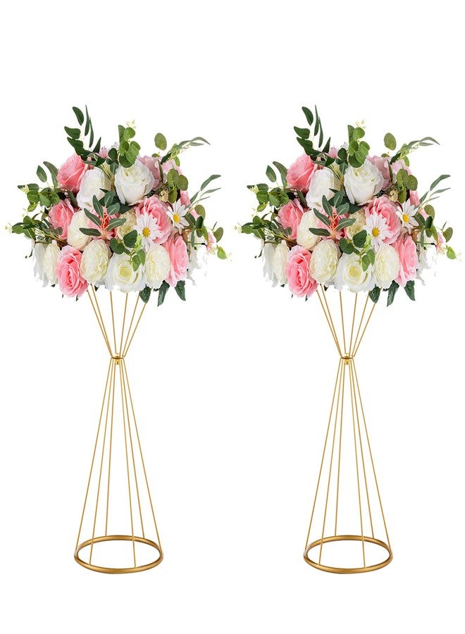 Nuptio Gold Vase for Wedding Centerpieces - 2 Pcs 20 inch Tall Centerpieces for Flowers Home Party Table Decorations - Image 1