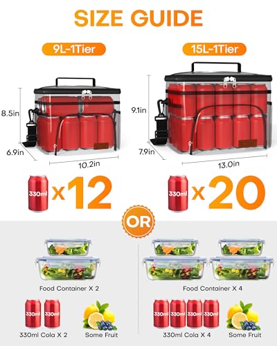 HOTOR Insulated Lunch Box for Men & Women - Leak-Proof Cooler Lunch Bag with 4 Pockets, Adjustable Strap, Ideal for Work, Picnic, Travel - Medium, Black, 10.2"×6.9"×8.5" - Image 3