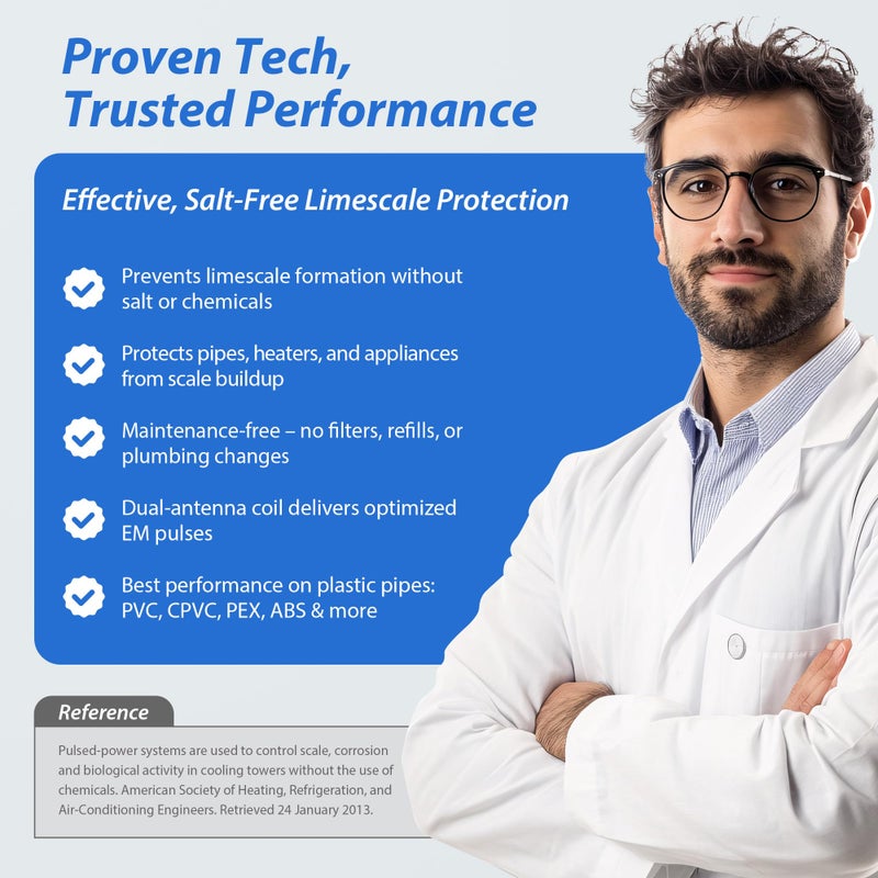 iSpring ED2000 Whole House Water Descaler, Alternative Electronic Salt-Free Hard Water Conditioner, Reduces Limescale Prevent Deposits Build-up, Different from a Water Softener - Image 3