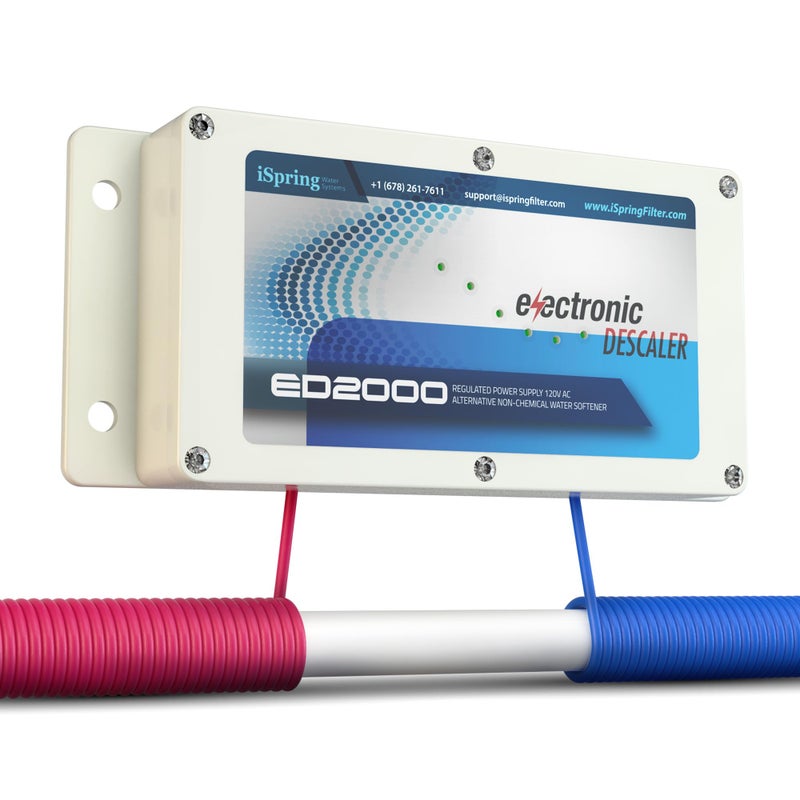 iSpring ED2000 Whole House Water Descaler, Alternative Electronic Salt-Free Hard Water Conditioner, Reduces Limescale Prevent Deposits Build-up, Different from a Water Softener - Image 1