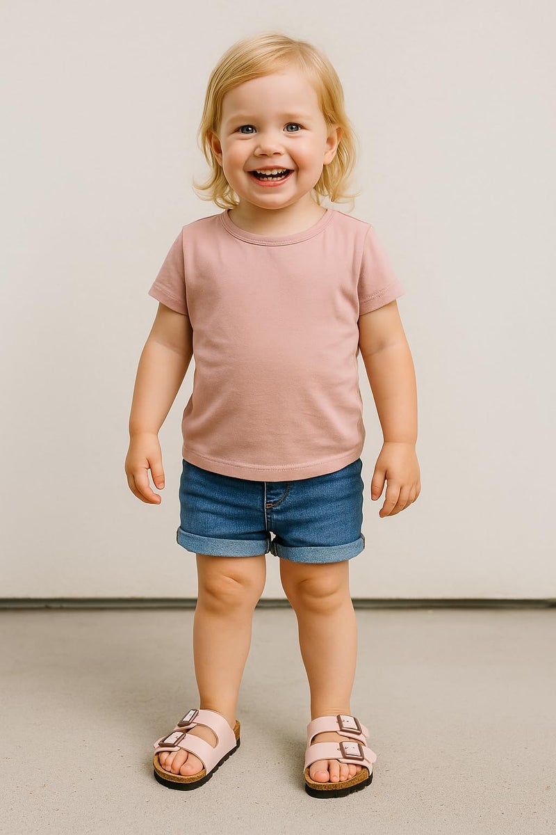 Project Cloud 100% Genuine Leather Kids Sandals - Natural Cork Footbed Non-Slip Slides for Kids - Lightweight Boys & Girls Sandals - Water-Resistant Girls & Boys Sandals (Little Venita, PINKMETACT,4) - Image 2