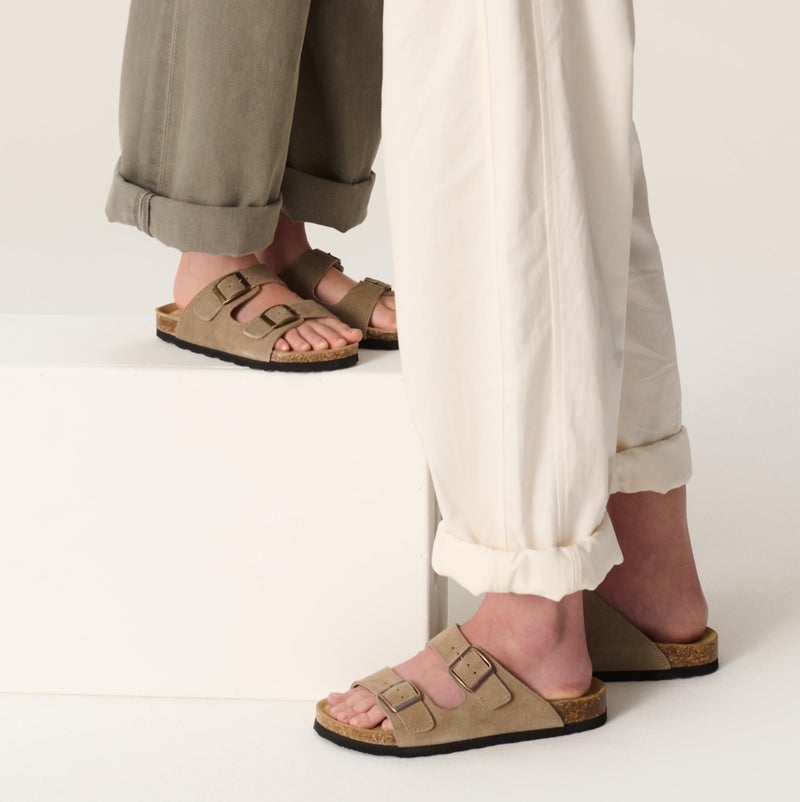 Project Cloud 100% Genuine Leather Kids Sandals - Natural Cork Footbed Non-Slip Slides for Kids - Lightweight Boys & Girls Sandals - Water-Resistant Girls & Boys Sandals (Little Venita, PINKMETACT,4) - Image 4