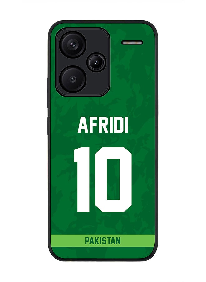 Stylizedd Rugged Black Edge Case for Xiaomi Redmi Note 13 Pro Plus, Slim fit Case Thin Cover -  Team Pakistan AFRIDI, Jersey No 10 - Image 1