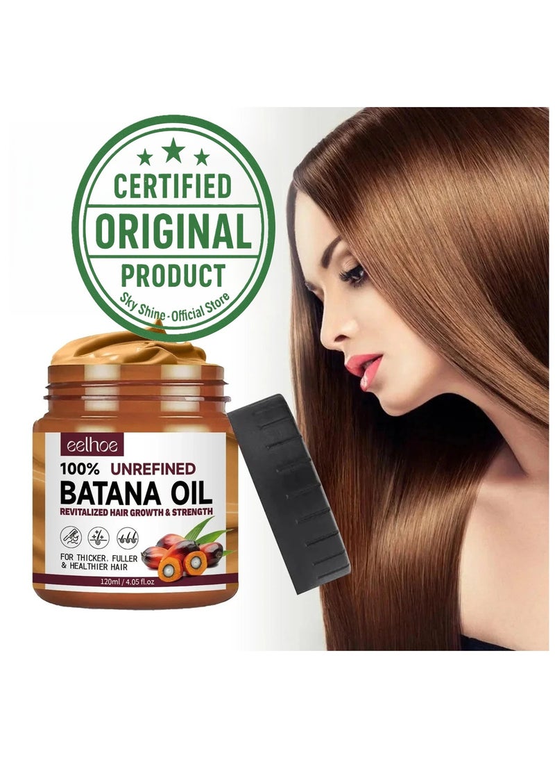 EELHOE Batana Oil for Hair Growth 120ml, 100% Unrefined Batana Hair Oil for Thicker Fuller Hair, Deep Nourishing Hair Treatment for Dry Damaged Hair, Strengthening Moisturizing Scalp & Hair Care - Image 1