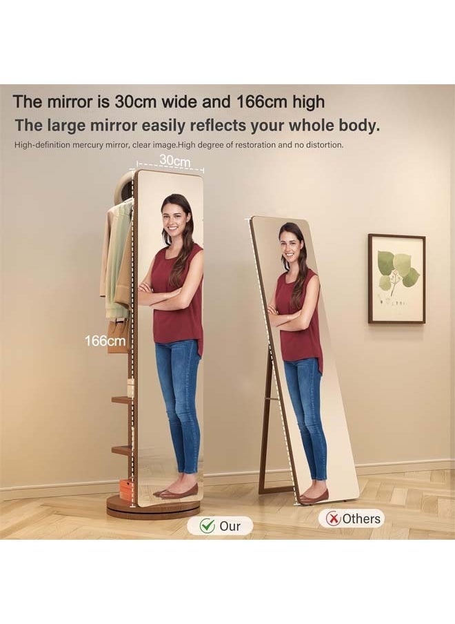 L&E Rotaty Full Length Mirror, 166 × 30 CM,Unique Solid Wood Oversized Floor Mirror with Coat Rack, Full Body Mirror for Bedroom,Entryway,Living Room  - Image 5