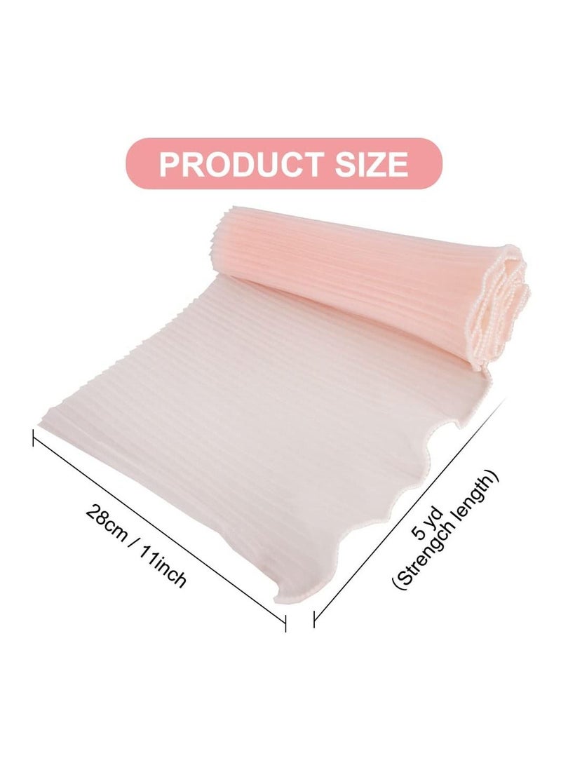 Pink Flower Wrapping Mesh Paper Floral Bouquet Packaging Wrinkled Translucent for Florist Supplies Wedding Valentines Gifts Flower Bouquet Decoration 11" X 162"(Pink with pearl) - Image 2