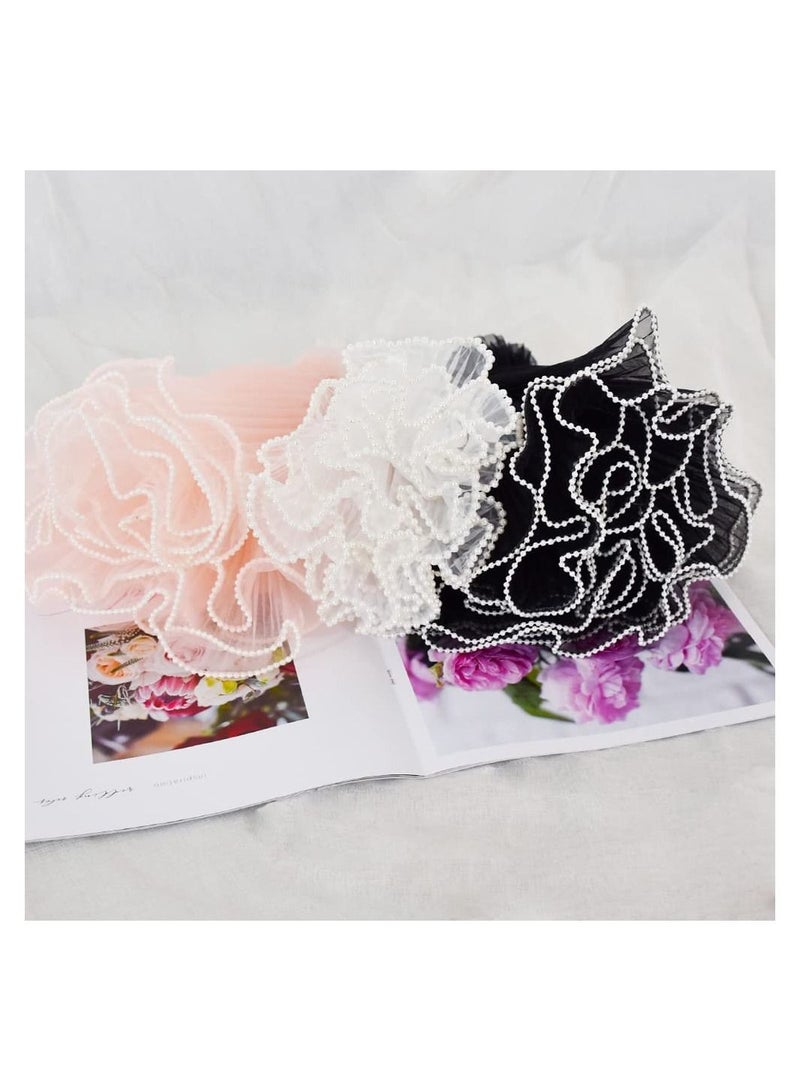 Pink Flower Wrapping Mesh Paper Floral Bouquet Packaging Wrinkled Translucent for Florist Supplies Wedding Valentines Gifts Flower Bouquet Decoration 11" X 162"(Pink with pearl) - Image 5