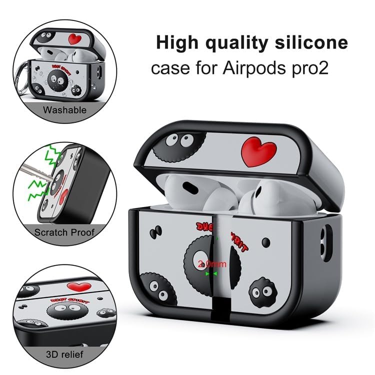 Emoh Roced Compatible for AirPods Pro 2 Case with Keychain, Drop Protection, Protective Case, Supports Wireless Charging Cover for AirPods Pro 1st/2nd Generation (2022/2019)- (Cute Sprite) - Image 3