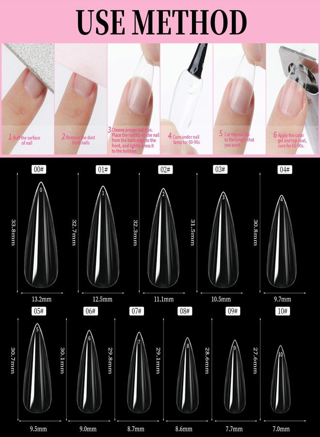 Cycullinyt 550pcs Stiletto Soft Gel Nail Tips, 11 Sizes Medium Stiletto Nails Full Cover Acrylic Press on False Nail Tips for Beginners and Professional Home Salon DIY - Image 5