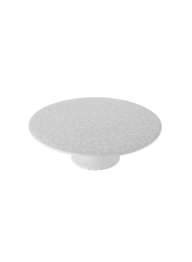 Dania White porcelain cake and pastry stand with base, suitable for all presentations and elegant occasions  - Image 4