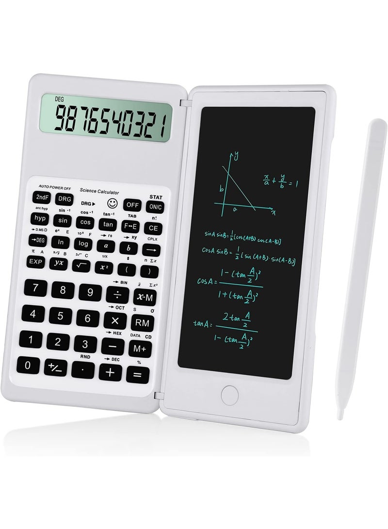Scientific Calculators for Students, White Math Calculator with Notepad,10-Digit Large Screen, Classroom Must Haves for Middle High School Supplies & College (White) - Image 5