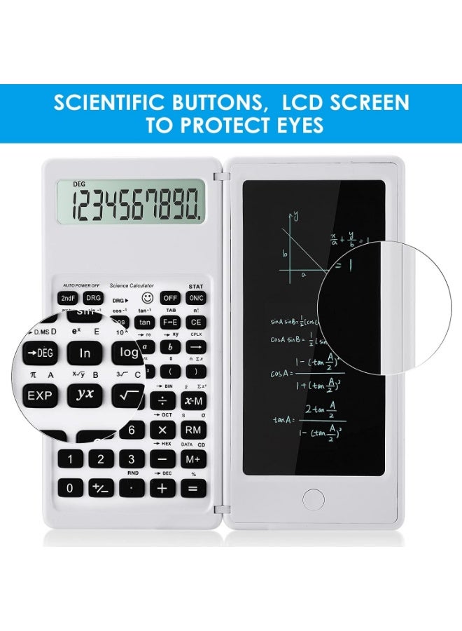 Scientific Calculators for Students, White Math Calculator with Notepad,10-Digit Large Screen, Classroom Must Haves for Middle High School Supplies & College (White) - Image 2