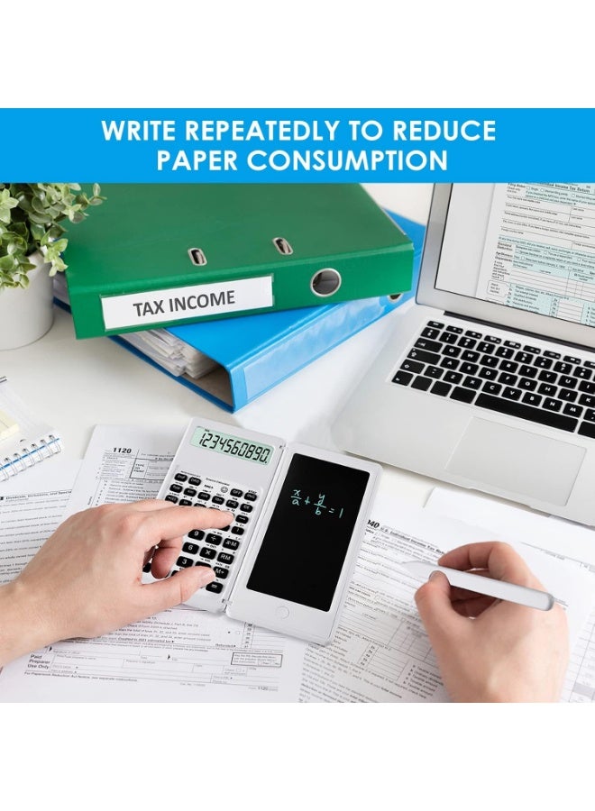 Scientific Calculators for Students, White Math Calculator with Notepad,10-Digit Large Screen, Classroom Must Haves for Middle High School Supplies & College (White) - Image 3