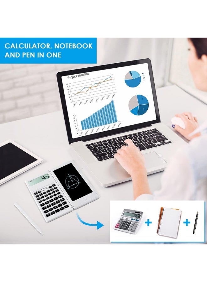 Scientific Calculators for Students, White Math Calculator with Notepad,10-Digit Large Screen, Classroom Must Haves for Middle High School Supplies & College (White) - Image 1