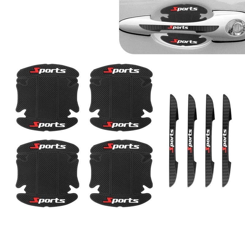 winterrock 8PCS Car Door Protectors, Sports Car Door Bowl Scratch Protector Sticker, Door Handle Protectors for Vehicles, Universal Auto Doors Handle Paint Guard Cover for Most Car, SUV, Truck - Image 1