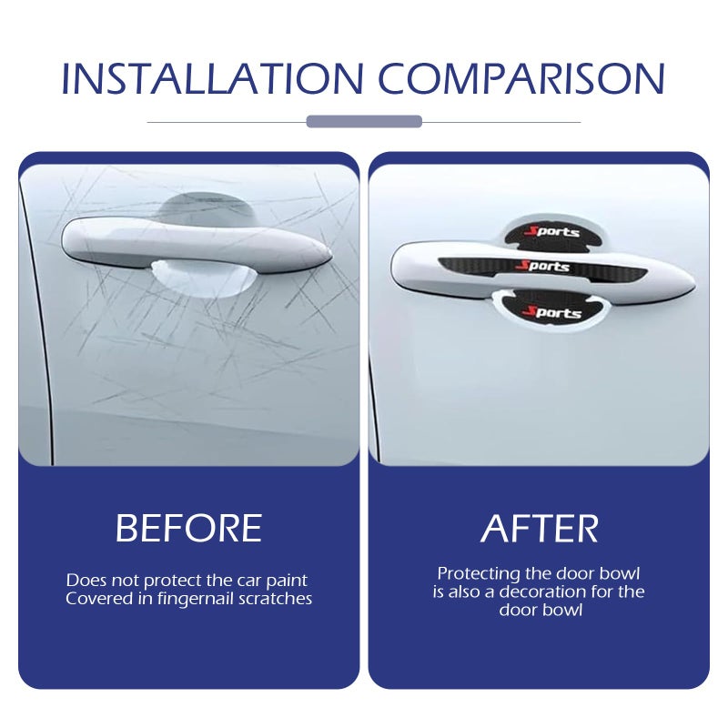 winterrock 8PCS Car Door Protectors, Sports Car Door Bowl Scratch Protector Sticker, Door Handle Protectors for Vehicles, Universal Auto Doors Handle Paint Guard Cover for Most Car, SUV, Truck - Image 5