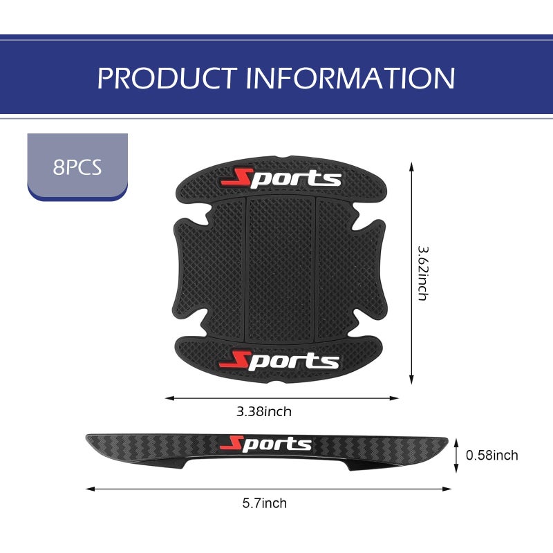 winterrock 8PCS Car Door Protectors, Sports Car Door Bowl Scratch Protector Sticker, Door Handle Protectors for Vehicles, Universal Auto Doors Handle Paint Guard Cover for Most Car, SUV, Truck - Image 2