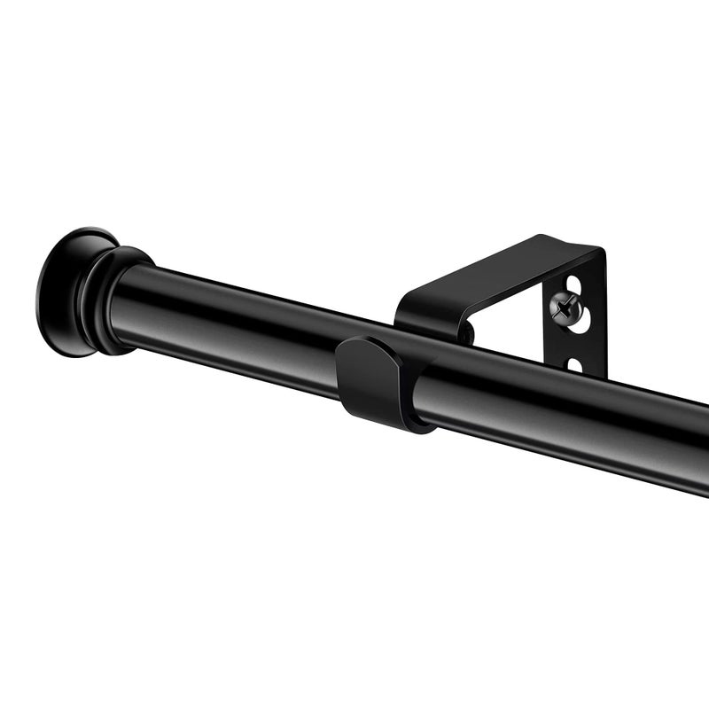 Alskarhem Small Curtain Rods for Windows 30" to 45" 5/8 Inch Standard Decorative Black Curtain Rod with Brackets Easy to Install for Bedroom Living room Kitchen (30",45") - Image 1