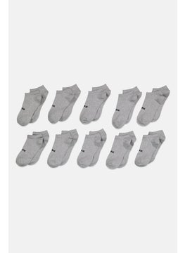 RBX Women 10 Pairs Brand Logo Ankle Socks, Grey  - Image 1