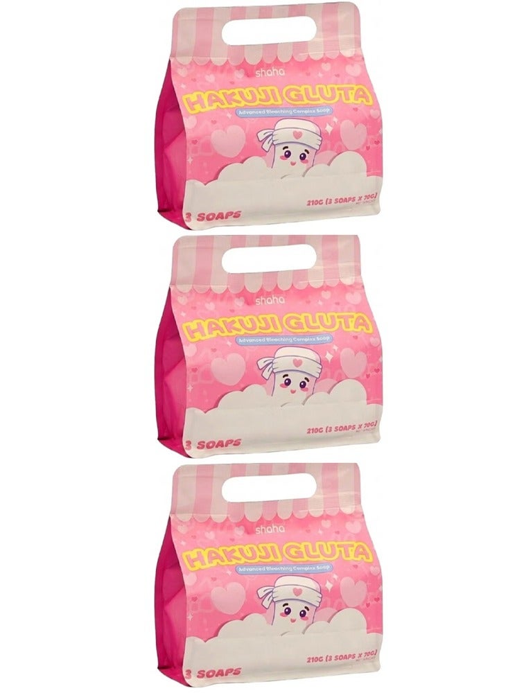 Shaha Beauty Hakuji Gluta Advanced Bleaching Complex Soap 3x70gm 3 Pieces