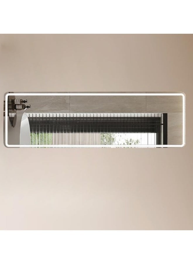فيبارتي مرآة حمام عمودية بإضاءة LED من VPARTY، مقاس 19.7 × 71 بوصة، مرآة حائط بإضاءة خلفية وأمامية، زجاج مقوى عالي الدقة، مرآة بإضاءة قابلة للتعتيم بدون تدرج، عمودية (55 × 180 سم). - Image 2