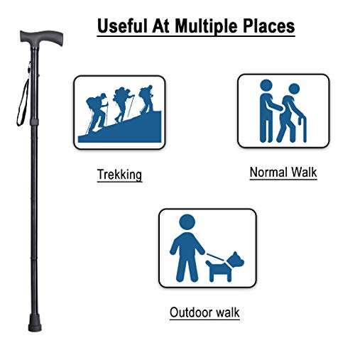 Paxmax Folding Walking Stick with 4 Folding Sections - Black - Image 4