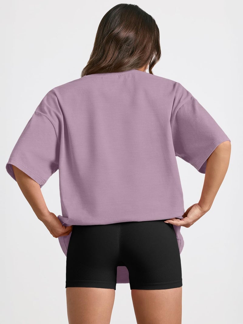 Trendy Queen Womens Oversized Summer T Shirts Plus Size Batwing Cute Casual Tops Short Sleeves Fashion Workout Clothes 2025 DarkPink XL - Image 4
