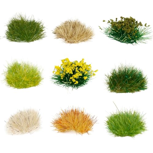 Warmtree 126 Pcs Static Grass Bushy Tufts Lowland Shrubs Tuft Terrain Model Kit for Train Landscape Railroad Scenery Sand Military Layout Model Miniature Bases and Dioramas - Image 1