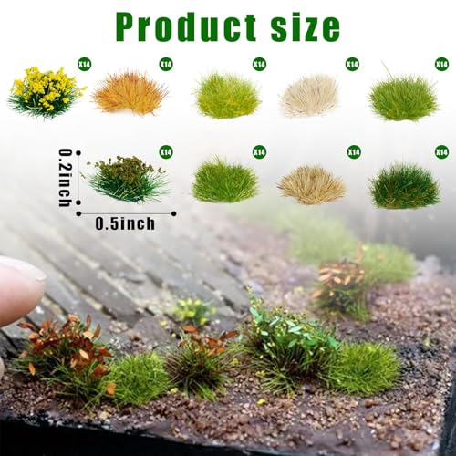 Warmtree 126 Pcs Static Grass Bushy Tufts Lowland Shrubs Tuft Terrain Model Kit for Train Landscape Railroad Scenery Sand Military Layout Model Miniature Bases and Dioramas - Image 3