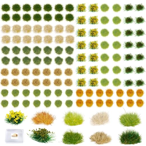 Warmtree 126 Pcs Static Grass Bushy Tufts Lowland Shrubs Tuft Terrain Model Kit for Train Landscape Railroad Scenery Sand Military Layout Model Miniature Bases and Dioramas - Image 2