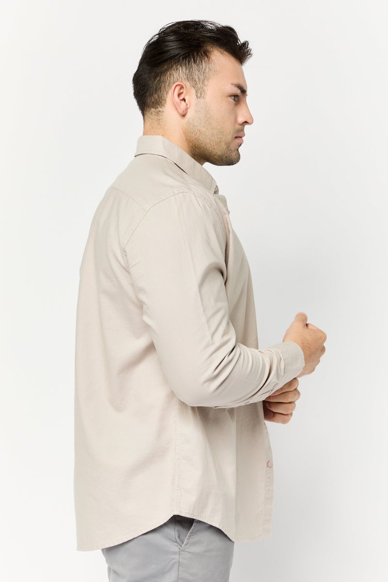 Algspar قميص رجالي عادي بأكمام طويلة بلون بيج - Image 3